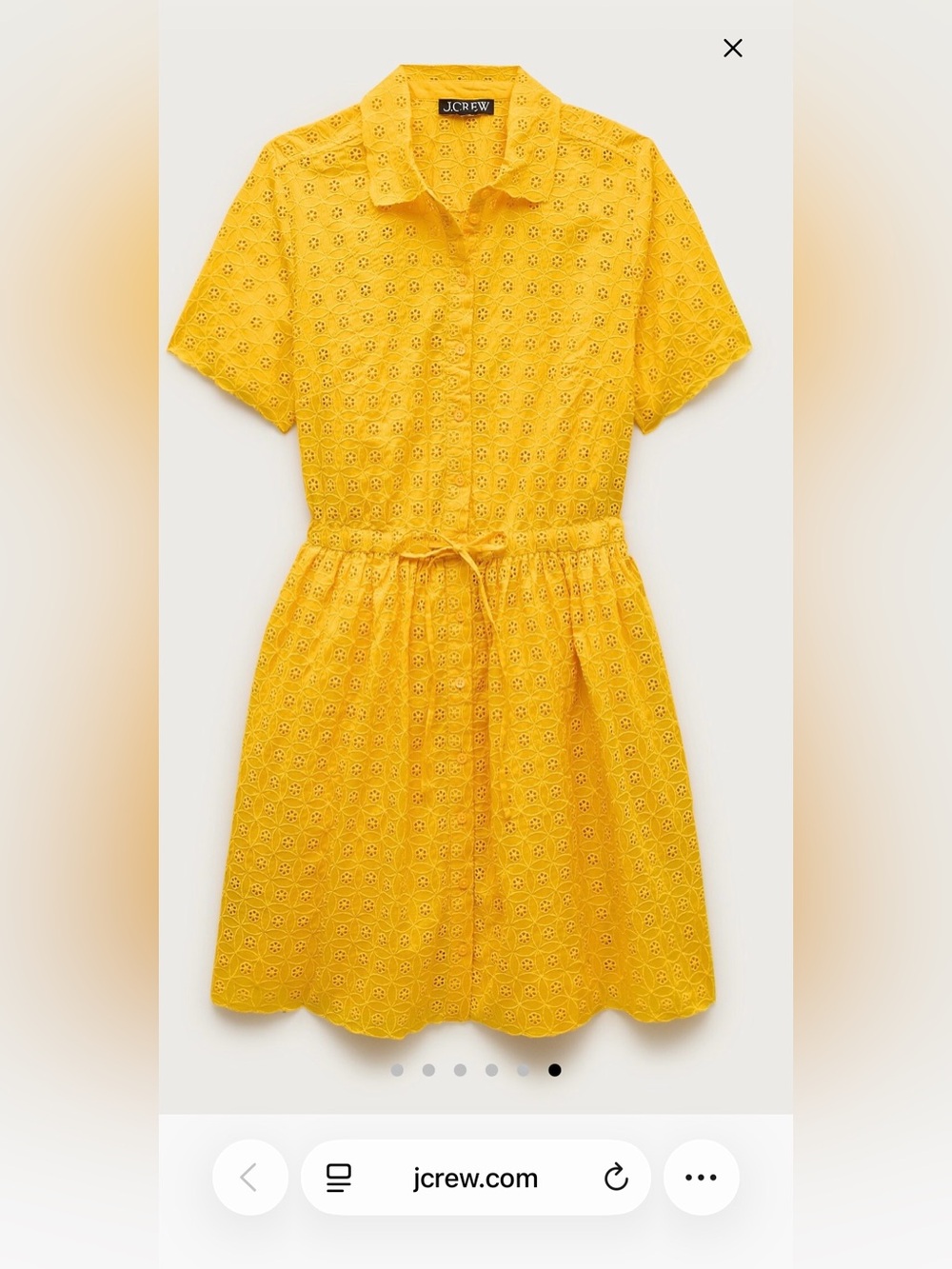 J. Crew Mini Cerise Shirt Dress in Eyelet Cotton Poplin